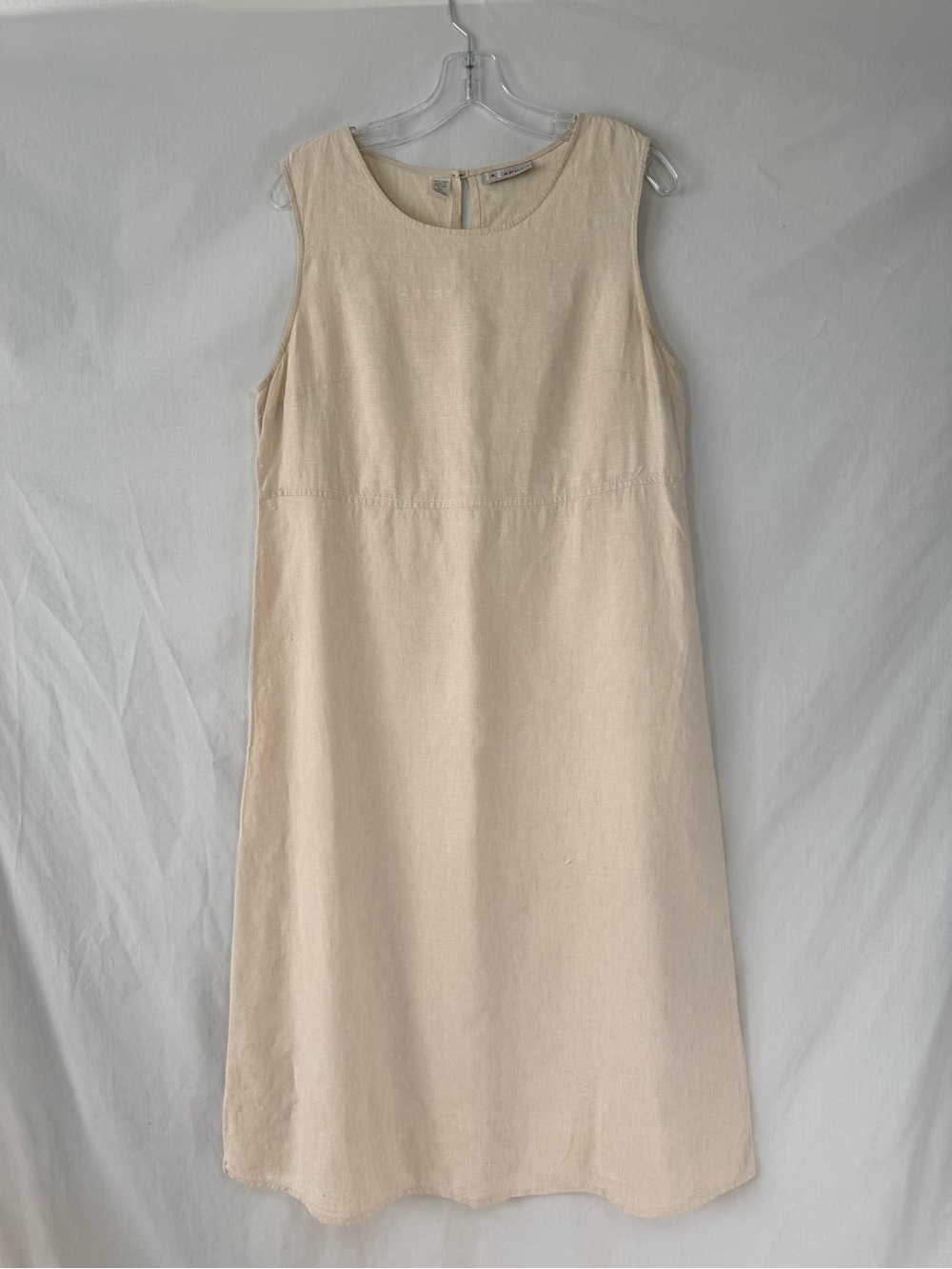 L.T Sport Cream Sleeveless Maxi Dress 100% Linen